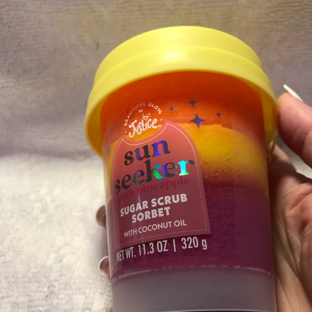 Justice Sun Seeker pink pineapple sugar scrub sorbet body scrub shea body butter